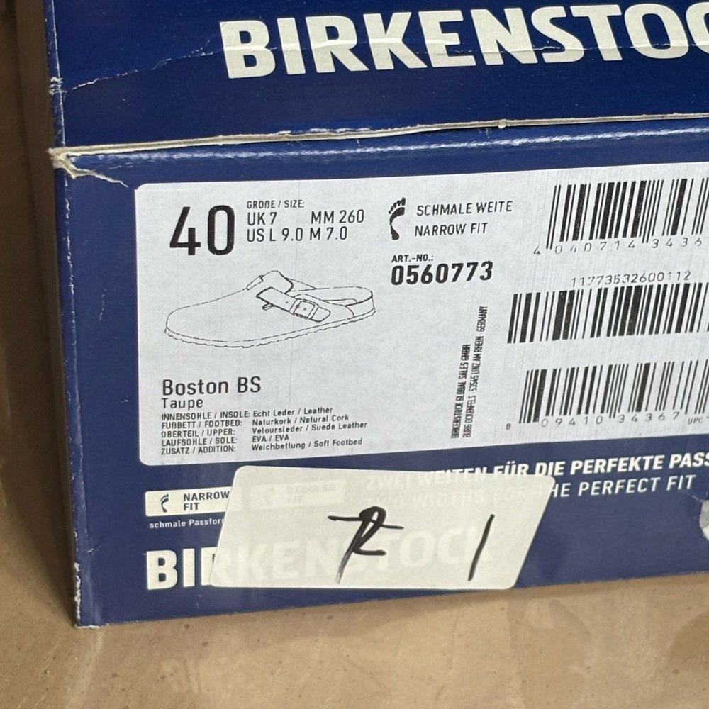 Birkenstock Boston Suede in Taupe W9 - Picture 8 of 8